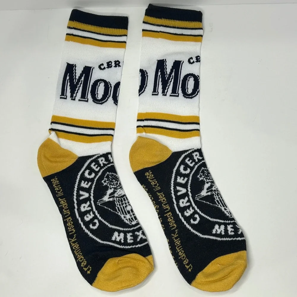 Modelo Especial Beer Crew Socks with Collectible Can Tin Bank White Navy Gold